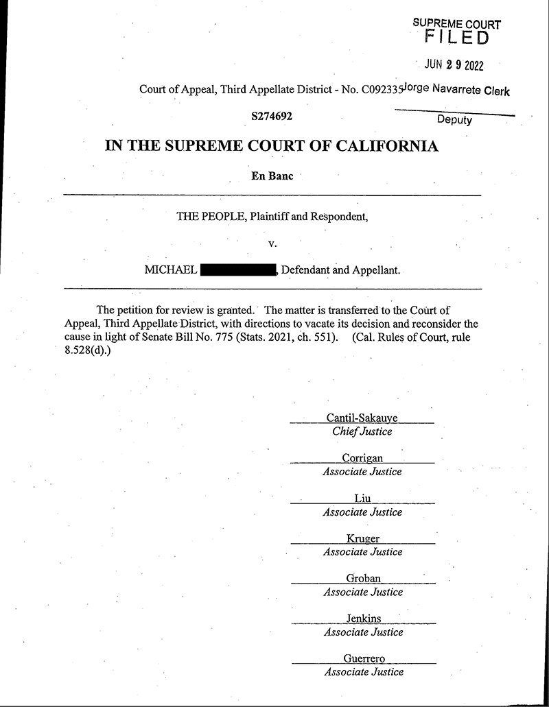 California Supreme Court Document (June 29, 2022)